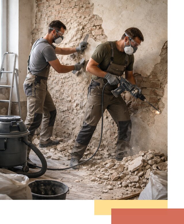 Демонтаж штукатурки со стен в Усть-Илимске быстро и аккуратно