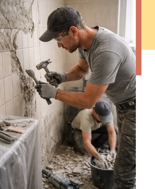 Демонтаж плитки со стен в Усть-Илимске от 884 руб. — быстро и недорого | ОТДЕЛОЧНИК-Сть