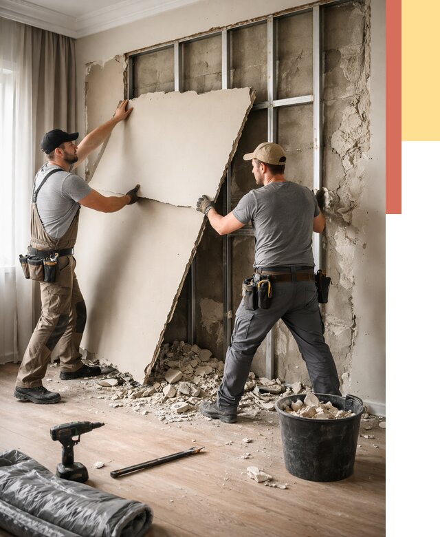 Демонтаж гипсокартона со стен в Усть-Илимске от 364 руб. — услуги демонтажа | ОТДЕЛОЧНИК-Сть