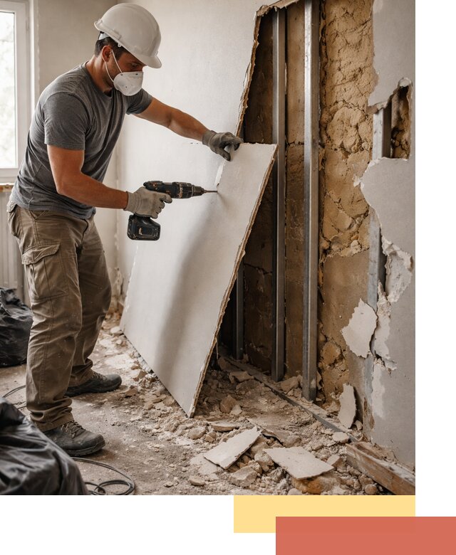 Демонтаж гипсокартона со стен в Усть-Илимске качественно и быстро