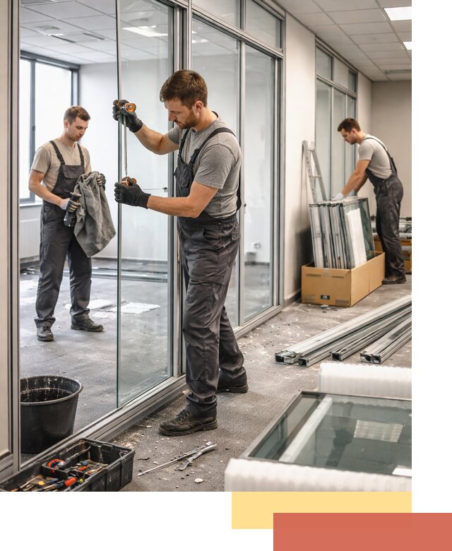 Демонтаж стеклянных перегородок в Усть-Илимске быстро и безопасно