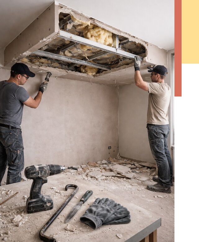 Демонтаж короба из гипсокартона в Усть-Илимске от 1581 руб. — быстро и недорого | ОТДЕЛОЧНИК-Сть