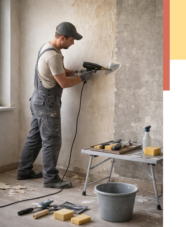 Очистка стен от клея в Усть-Илимске от 1924 руб. — снятие и удаление клея со стен | ОТДЕЛОЧНИК-Сть