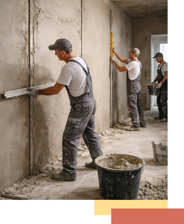 Штукатурка стен по маякам в Усть-Илимске — точная и ровная поверхность