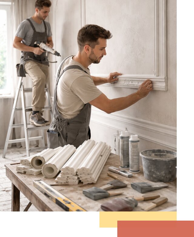 Монтаж лепнины на стены в Усть-Илимске профессионально и качественно