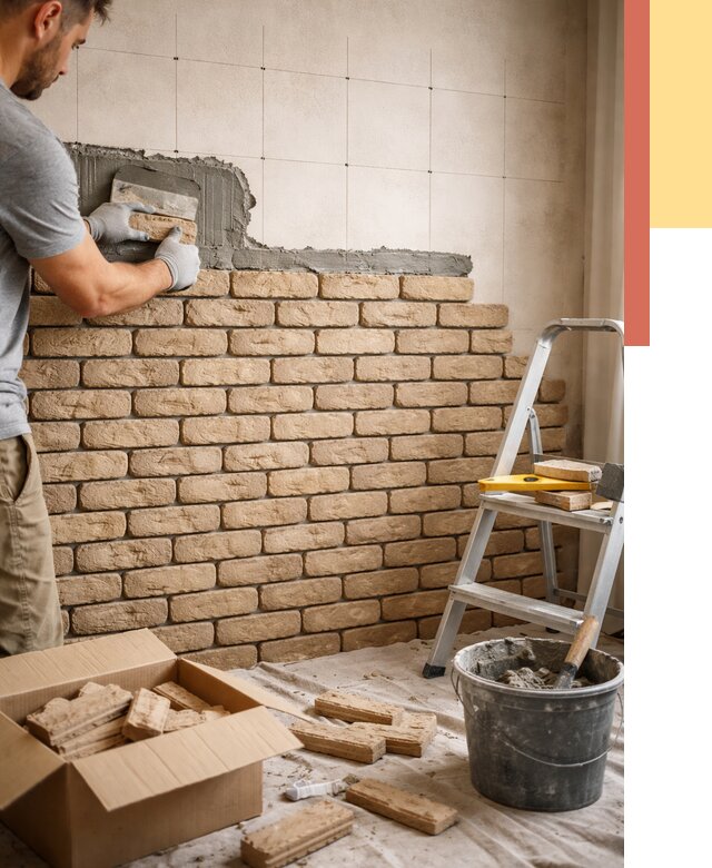 Монтаж декоративного кирпича в Усть-Илимске от 3328 руб./м² — быстро и недорого | ОТДЕЛОЧНИК-Сть