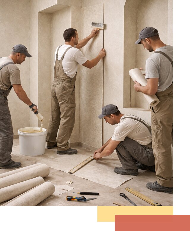 Поклейка обоев на сложные стены и неровные поверхности в Усть-Илимске