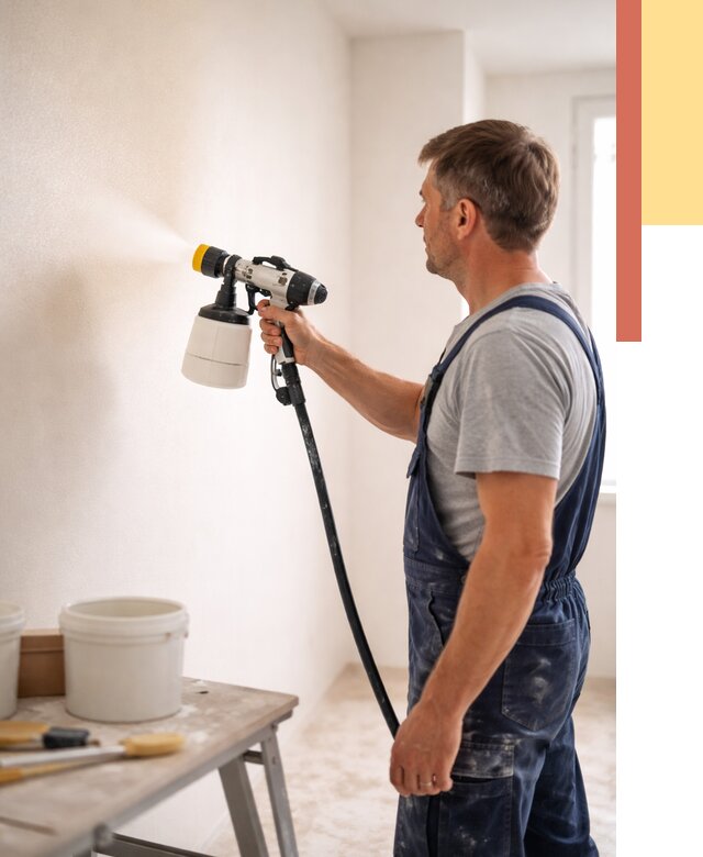 Покраска стен краскопультом в Усть-Илимске от 7800 руб. — механизированная покраска | ОТДЕЛОЧНИК-Сть