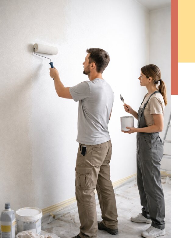 Окраска стен по стеклохолсту в Усть-Илимске от 4680 руб/м² под ключ | ОТДЕЛОЧНИК-Сть