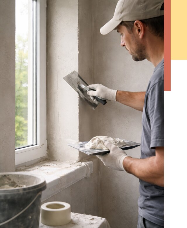 Штукатурка откосов в Усть-Илимске от 4680 руб/м² — услуги и выравнивание под ключ | ОТДЕЛОЧНИК-Сть