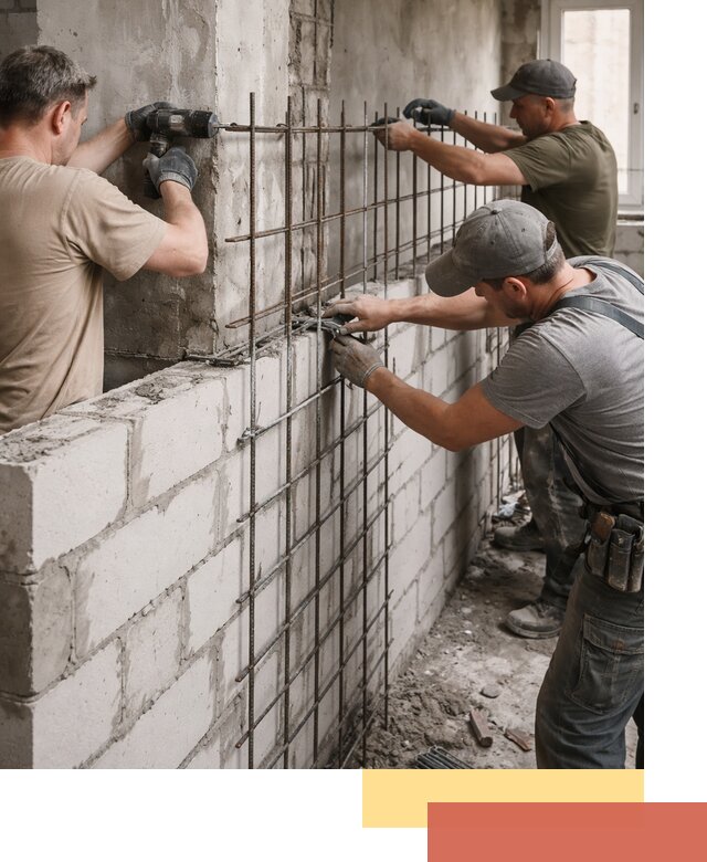 Армирование кладки перегородок в Усть-Илимске профессионально и надёжно