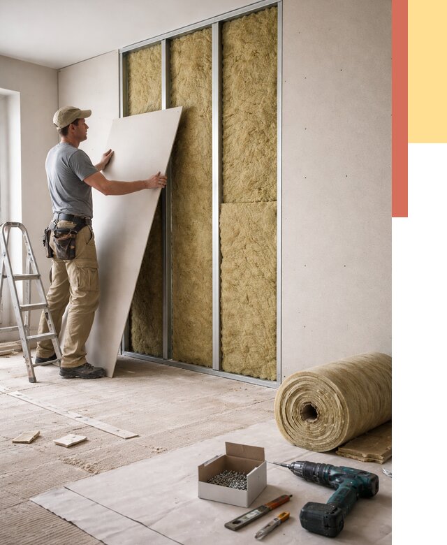 Перегородка из гипсокартона с шумоизоляцией в Усть-Илимске от 3245 руб. | ОТДЕЛОЧНИК-Сть