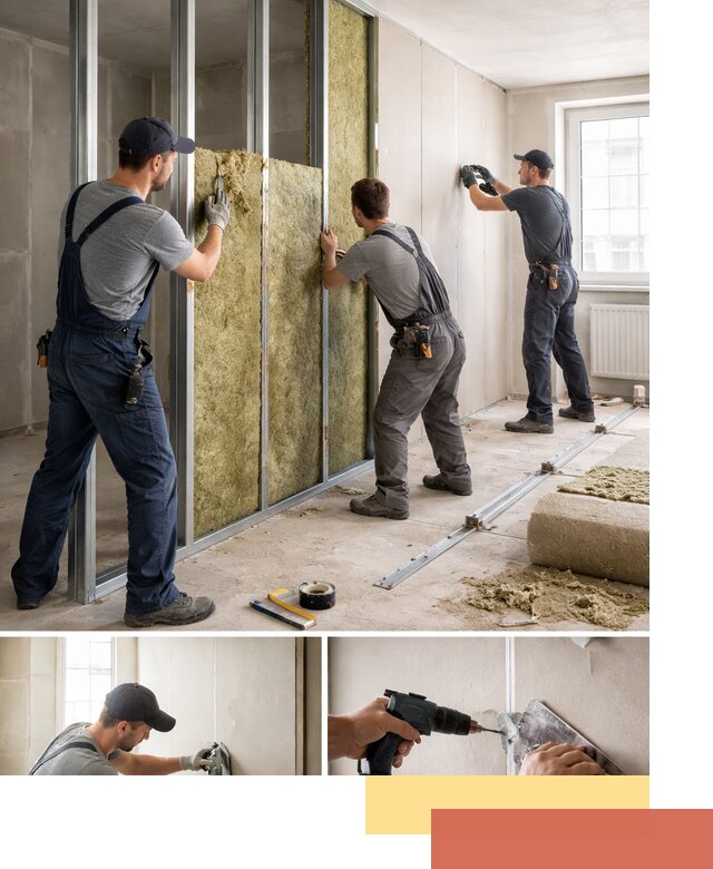 Перегородка из гипсокартона с шумоизоляцией в Усть-Илимске — монтаж под ключ