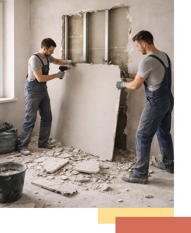 Демонтаж перегородки из гипсокартона в Усть-Илимске быстрый и аккуратный