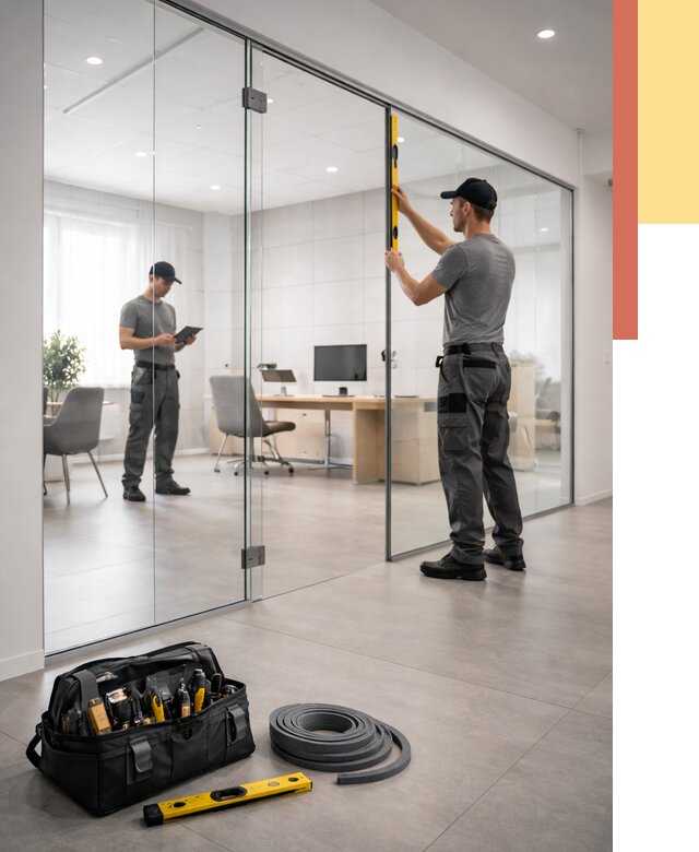 Цельностеклянные перегородки под ключ в Усть-Илимске от 9880 руб. — монтаж и цены | ОТДЕЛОЧНИК-Сть