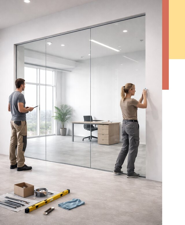 Перегородки из закаленного стекла в Усть-Илимске от 9880 руб. под ключ | ОТДЕЛОЧНИК-Сть