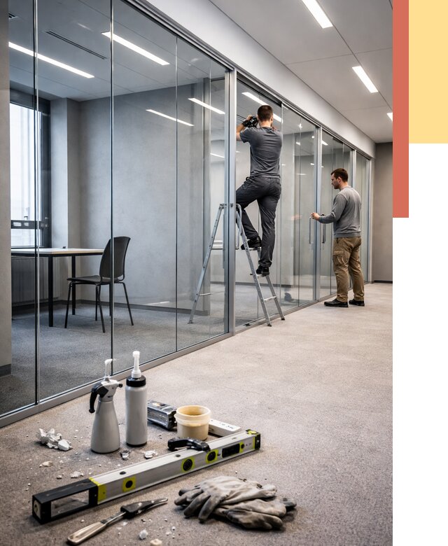 Стеклянные офисные перегородки в Усть-Илимске от 8840 руб. — монтаж и установка | ОТДЕЛОЧНИК-Сть