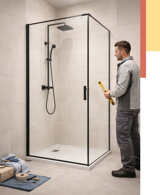 Стеклянные перегородки для душа в Усть-Илимске от 13000 руб. | Монтаж под ключ — ОТДЕЛОЧНИК-Сть