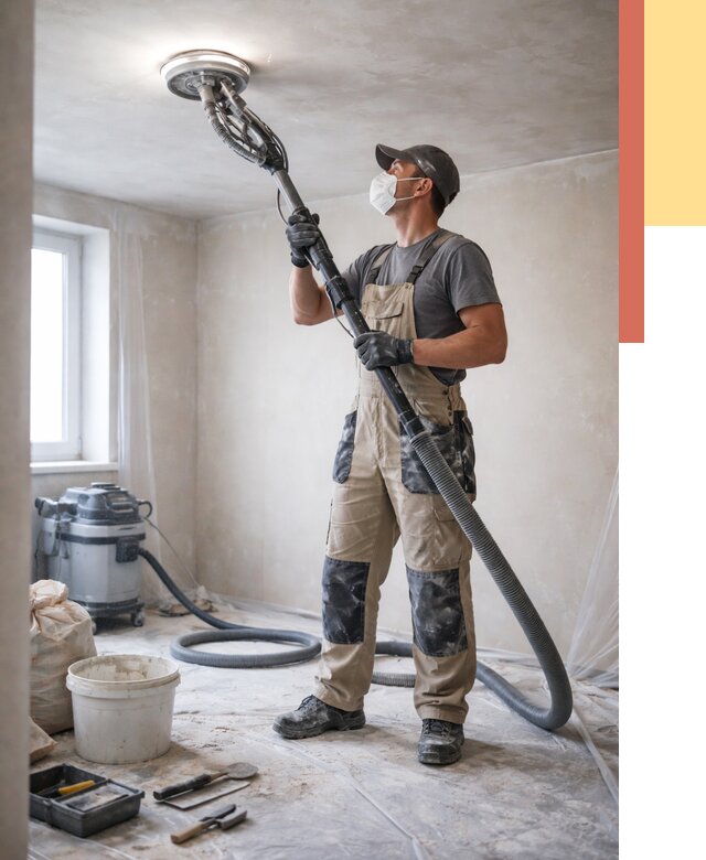 Шлифовка потолка в Усть-Илимске от 3640 руб. — услуги шлифования потолка | ОТДЕЛОЧНИК-Сть