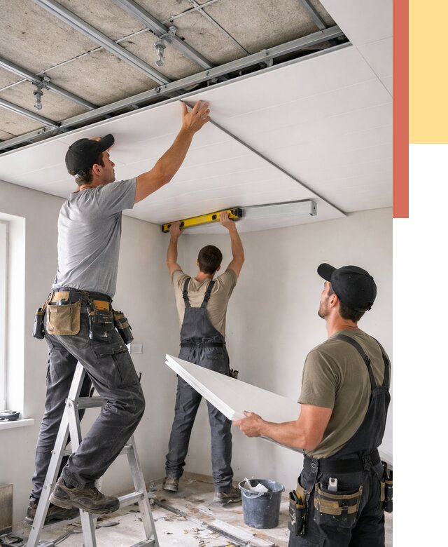 Монтаж потолка из ПВХ панелей в Усть-Илимске от 3640 руб./м2 — быстро и недорого | ОТДЕЛОЧНИК-Сть