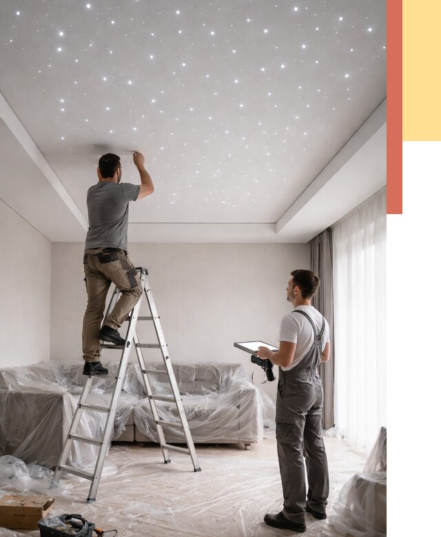 Монтаж натяжного потолка «звездное небо» в Усть-Илимске от 6760 руб. | ОТДЕЛОЧНИК-Сть