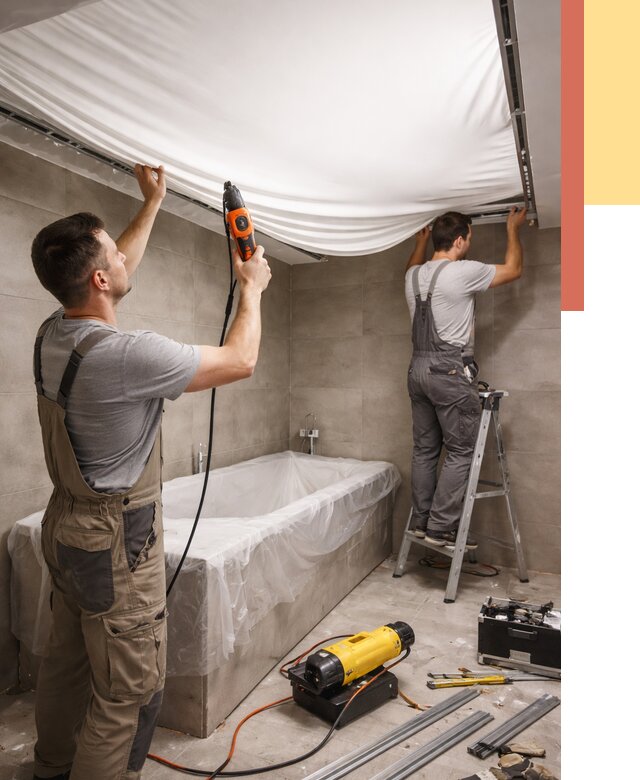 Монтаж натяжного потолка в ванной в Усть-Илимске от 1248 руб. под ключ | ОТДЕЛОЧНИК-Сть