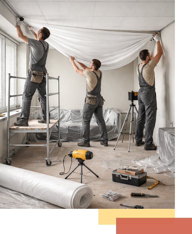 Монтаж натяжного потолка в офисе в Усть-Илимске