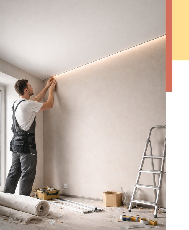 Теневые натяжные потолки в Усть-Илимске от 8528 руб. под ключ | ОТДЕЛОЧНИК-Сть