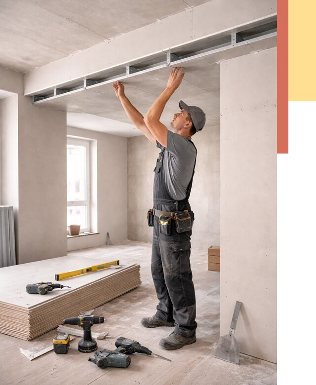 Потолок из гипсокартона с нишей в Усть-Илимске от 1300 руб. под ключ | ОТДЕЛОЧНИК-Сть