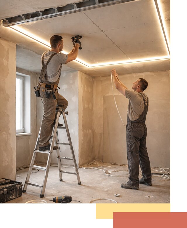 Потолок из гипсокартона с подсветкой в Усть-Илимске