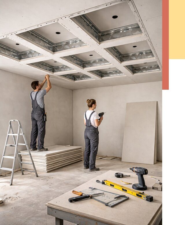 Кессонный потолок из гипсокартона в Усть-Илимске от 1924 руб. — монтаж и под ключ | ОТДЕЛОЧНИК-Сть