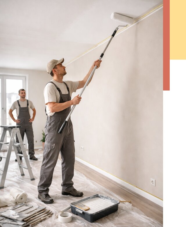 Покраска потолка из гипсокартона в Усть-Илимске от 4680 руб./м2 — услуги под ключ | ОТДЕЛОЧНИК-Сть