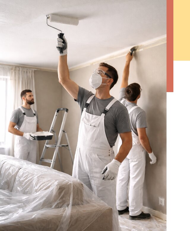 Покраска потолка водоэмельсионной краской в Усть-Илимске от 2288 руб/м² — услуги под ключ | ОТДЕЛОЧНИК-Сть