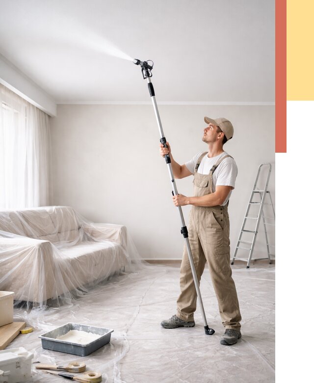 Покраска потолка краскопультом в Усть-Илимске от 4680 руб. быстро и недорого | ОТДЕЛОЧНИК-Сть